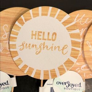 Wooden Sunshine Signs - Natural and White - on sticks